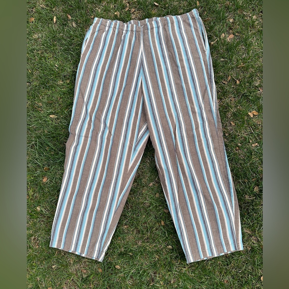 Serengeti Brown and Blue Striped Wide Leg Pants